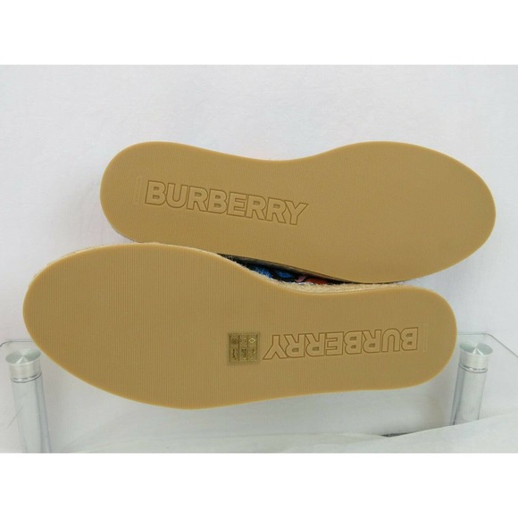 NIB BURBERRY BEACH DORWOOD CANVAS MULTI MONOGRAM PRINT ESPADRILLE FLATS 41 US 8 - Picture 7 of 9